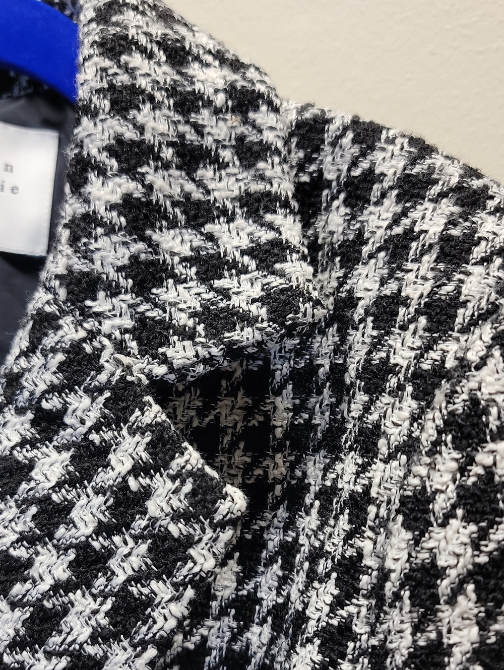 Maison d'Amélie Houndstooth Cropped Blazer Jacket - Black & White Sz 4 Perfect - Picture 3 of 14
